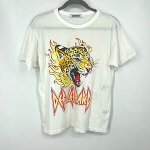 Daydreamer Def Leppard TNT Pyromania '83 Ringer Tee White Medium NWOT